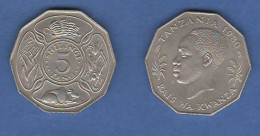 Tanzania 5 Shilingi 1980 FAO Issue Nickel Coin Rais Wa Kwanza - Tanzanía