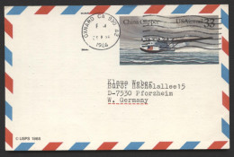 UXC22 Air Mail Postal Card Properly Used Oxnard CA To GERMANY 1986 Cat. $30.00 - 1981-00