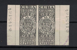 España / Spain, Isla De Cuba 1888 - 1889, Revenue Postal Tax Fiscal, Coat Of Arms (o), Used - Cuba (1874-1898)