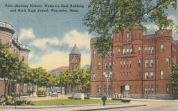 Worcester, Massachusetts, View Showing Armory, Women's Club Building And North High School - Worcester