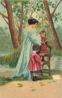 ARTS - Peintures Et Tableaux - Une Mère Et Ses Deux Filles Au Bord De L'étang - Carte Postale Ancienne - Malerei & Gemälde