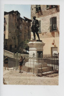 Corse - Corte Place Du Général Galfori & Maison Du Roi Joseph Frère De Napoléon, Statue, Animée (cp Vierge N°89 Cigogne) - Corte