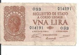 ITALIE 1 LIRE 1944 VF P 29 A - Regno D'Italia – 1 Lira