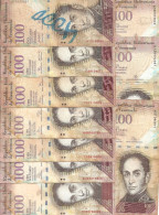 VENEZUELA 100 BOLIVARES 2007-15 VF P 93 A A J  ( 10 Billets ) 10 Dates Diff - Venezuela