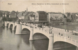 SUISSE - Bâlle Ville - Mittlere Rheinbrücke Avec Borse, Banque Cantonale Et Blumenrai -  Animé - Carte Postale Ancienne - Autres & Non Classés