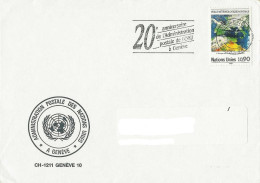 546  Nations Unies Genève Oblitération 20 Anniversaire De L'administration Postale De L'ONU à Genève Sur Devant D'envelo - Sonstige & Ohne Zuordnung