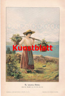 D101 2489 Basilio Coletti Gestade Frau Tracht Berge Kunstblatt 1898 !! - Altri & Non Classificati