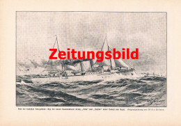 D101 2493 Willy Stöwer Kanonenbot Iltis Hyäne Kriegsflotte Druck 1897 !! - Sonstige & Ohne Zuordnung