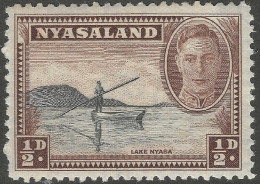 Nyasaland. 1945 KGVI. ½d MH. SG 144 - Nyassaland (1907-1953)