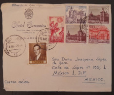 SD)1965, SPAIN, COVER FROM SPAIN TO MEXICO, AIR MAIL, HOTEL CERVANTES - Postage-Revenue Stamps