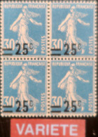 R1300/6 - 1926 - TYPE SEMEUSE CAMEE - N°217 BLOC LUXE NEUF** - VARIETE >>> Surcharges Très Déplacées - Unused Stamps