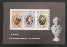 SD)DOMINICA. ANNIVERSARY OF THE DEATH OF LUDWIG VAN BEETHOVEN. SOUVENIR SHEET. MNH - Dominica (1978-...)