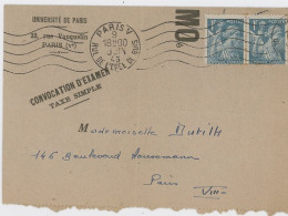 IRIS - N°650 X2 / CONVOCATION  -TARIF 1-3-45:   2F - 1939-44 Iris