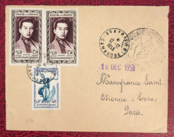 Cambodge, Divers (1ère émission) Sur Enveloppe TAD Svay Rieng 12.12.1953, Pour La France  - (B1756) - Cambodia
