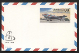UXC24 Air Mail Postal Card DOUGLAS DC-3 Mint 1988 - 1981-00