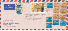 India Air Mail Cover Sent To Denmark 5-3-1963 With A Lot Of Stamps - Airmail