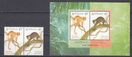 Australia 1996,2V + Block,monkeys,apen,affen,monos,joint Issue Indonesia, MNH/Postfris(L4283) - Scimmie
