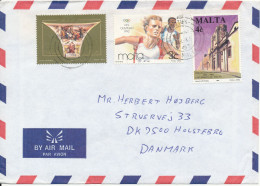 Malta Air Mail Cover Sent To Denmark 15-3-1993 With Topic Stamps - Malte