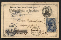 UY1m Message Card Philadelphia PA To GERMANY 1893 Plateflaw - ...-1900