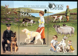 Isle Of Man - Mi Block 27 - MNH - Dogs, Labrador Et Border Collie - Dogs At Work, Sheep, Hunting, Police Dog, Guide Dog - Isla De Man