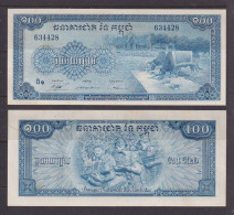 CAMBODIA  -  1972 100 Riels UNC  Banknote - Cambodia