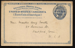 UY2r Reply Card Used From GERMANY To Hartford CT 1909 Cat. $7.50 - ...-1900