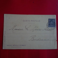 CARTE BANQUE IMPERIALE OTTOMANE 1897 POUR BORDEAUX - Lettres & Documents