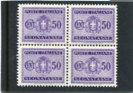 ITALY/ITALIA - 1934  POSTAGE DUE  50c  BLOCK OF 4  MINT NH - Portomarken