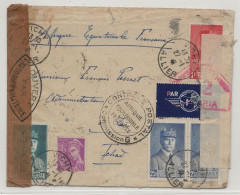 FRANCE WW2 1941 Lettre Avion VICHY Allier Aff PETAIN MERCURE > PIERRET FFL AEF Tchad Contrôle Postal Via NIGERIA Censure - Briefe U. Dokumente