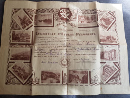 Ancien Diplôme Certificat D'étude Primaires 1950 Généalogie Marie Paule Maron - Diploma's En Schoolrapporten