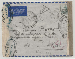 FRANCE WW2 1942 Lettre Avion Marseille Aff PETAIN > PIERRET FFL AEF Tchad Contrôle Postal DAKAR NIGERIA Censure Censor - Lettres & Documents