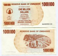 Zimbabwe 1 Million Dollars 2008 P53 Bearer Check UNC Inflation Currency AA Note - Zimbabwe