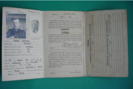 Marine Française Débarquement 1921 Aux états Unis Officier Marin NAVIRE MONTANA ALIEN SEAMAN'S IDENTIFICATION CARD - Barcos