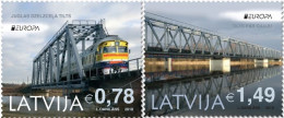 Latvia Lettland Lettonie 2018 Europa CEPT Railway Train Bridges Set Of 2 Stamps Mint - 2018