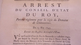 1745 BERRY INDRE CHATEAUROUX ARREST CONSEIL ETAT DU ROY PORTANT REGIE DU DOMAINE DE CHATEAUROUX - Documentos Históricos