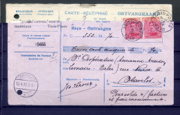 1920 Ontvangkaart Stempel TROIS PONTS Op Albert I 12 X 10c Nr 138 + Brugstempel STAVELOT - Covers & Documents