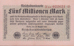 Billet Allemagne - 5 Millionen Mark - 1er Octobre 1923 - 5 Millionen Mark
