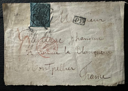 Devant De Lettre Rome-Montpellier Timbre 7 BAJ, Cad Rouge E.Pont/Marseille 03/02/1863 - ...-1929 Prephilately