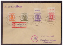 SBZ (009442) Einschreiben Leipzig Gep. Ströh Als Brief Mit MNR 142Y, 147Y, Oberrand MNR 141Y, 144Y - Covers & Documents