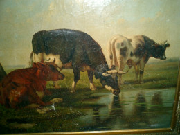 Robbe Louis (1806-1887) Grande Huile Sur Toile. Composition Champêtre Animalière - Oils
