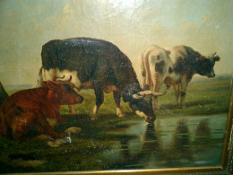 Robbe Louis (1806-1887) Grande Huile Sur Toile. Composition Champêtre Animalière - Olii