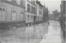 La Banlieue Parisienne Inondée - Crue De Janvier 1910 - COURBEVOIE - Rue De Saint-Germain (côté Est) Pub Au Dos KUB - Überschwemmungen