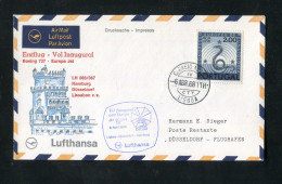 "PORTUGAL" 1968, Erstflugbrief Mit Boeing 727 Europa Jet "Lisboa-Duesseldorf" (B243) - Covers & Documents