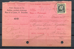 1922 Ontvangkaart Gefr. 50c Albert I + Fiscale Zegel Op Rug - Stempel Saint-Josse-ten-Noode - 1921-1925 Small Montenez