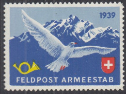 SCHWEIZ Soldatenmarke: Felpost Armeestab, Taube, 1939, Ungebraucht - Vignetten