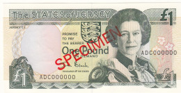Jersey Banknote One Pound (Pick 26s) SPECIMEN Overprint Code ADC - Superb UNC Condition - Jersey
