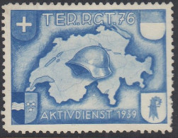 SCHWEIZ Soldatenmarke: TER. RGT. 76, Aktivdienst 1939, Ungebraucht - Etichette