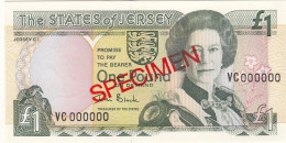 Jersey Banknote (Pick 15s) One Pound SPECIMEN Overprint Code VC - Superb UNC Condition - Jersey