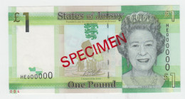 Jersey Banknote One Pound E Series, Specimen Overprint Code HE - Superb UNC Condition - Jersey