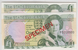 Jersey Banknote One Pound SPECIMEN Overprint Code FC - Superb UNC Condition - Jersey